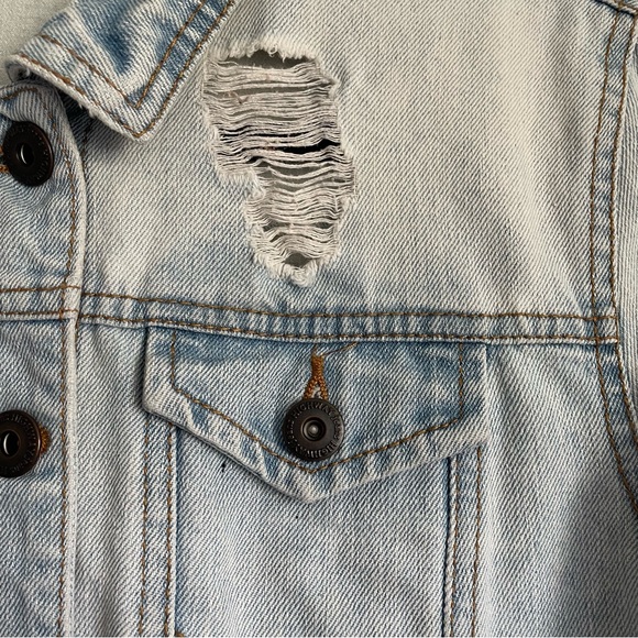 Hand Painted Light Wash Denim Jacket with Gold - Teen Large/Adult Small - Picture 5 of 9